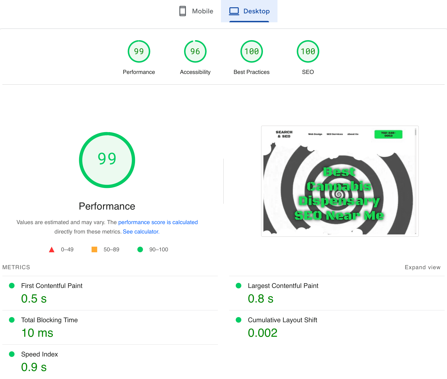 mobile friendly page speed cannabis SEO services near me